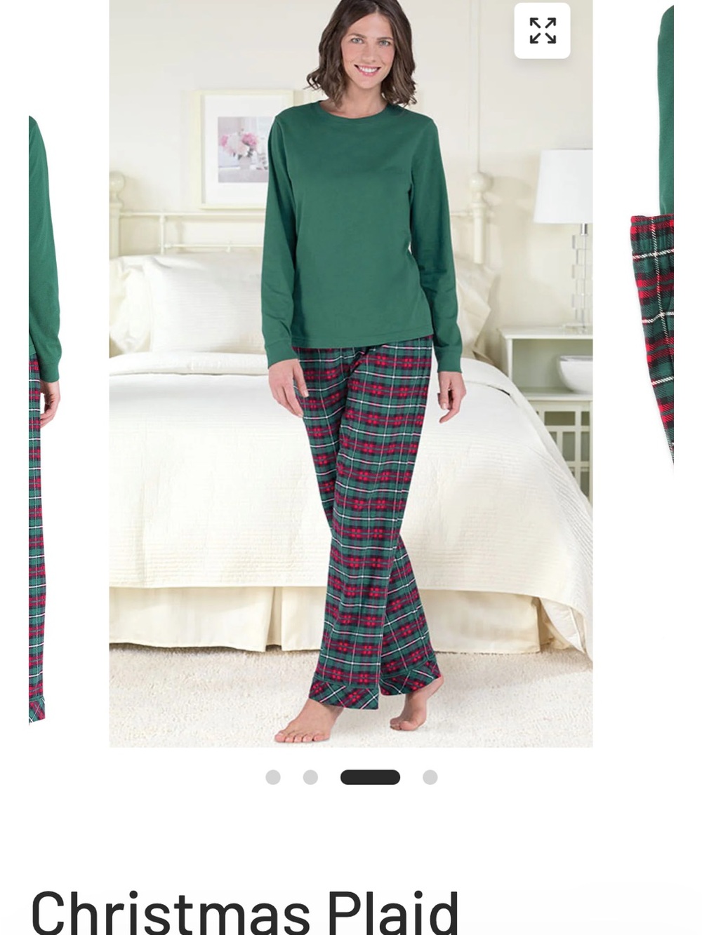 Cozy Green Long-Sleeve Top with Green & Red Plaid Pajama Pants